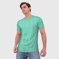 Мужская футболка 3D Мятный полосатый - фото 2
