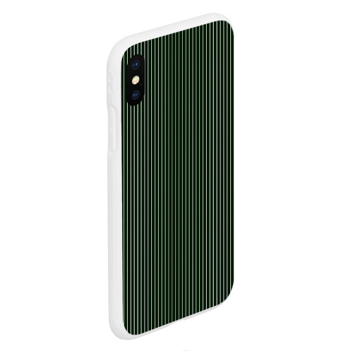 Чехол для iPhone XS Max матовый с принтом Тёмно-зелёный тонкие полосы, вид сбоку #3