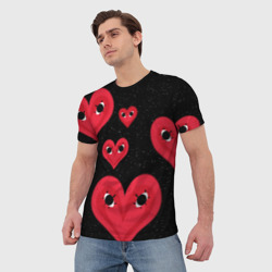 Мужская футболка 3D Космические сердца - фото 2