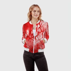Женский бомбер 3D Кровь на белом - фото 2