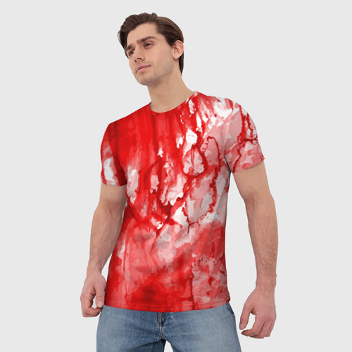 Мужская футболка 3D Кровь на белом, цвет 3D печать - фото 3
