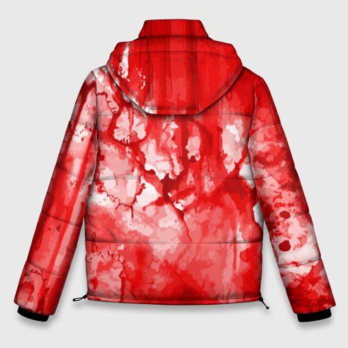 Мужская зимняя куртка 3D с принтом Кровь на белом, вид сзади #1