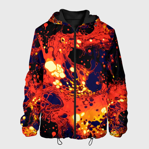 Мужская куртка 3D с принтом Огненная вулканическая лава, вид спереди #2