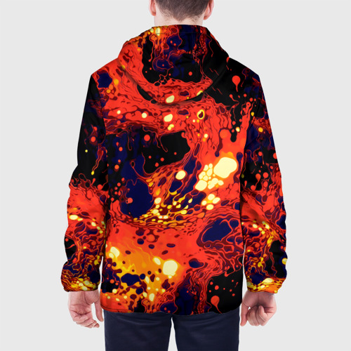 Мужская куртка 3D с принтом Огненная вулканическая лава, вид сзади #2