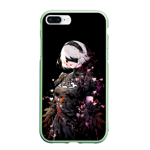 Чехол для iPhone 7Plus/8 Plus матовый 2b from nier automata, цвет салатовый