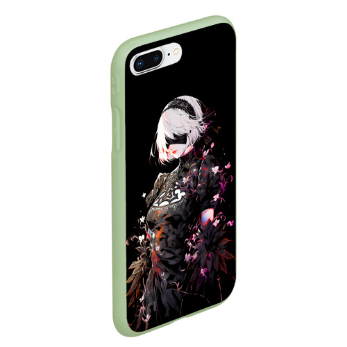 Чехол для iPhone 7Plus/8 Plus матовый 2b from nier automata, цвет салатовый - фото 3