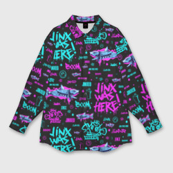 Мужская рубашка oversize 3D Jinx Arcane pattern neon