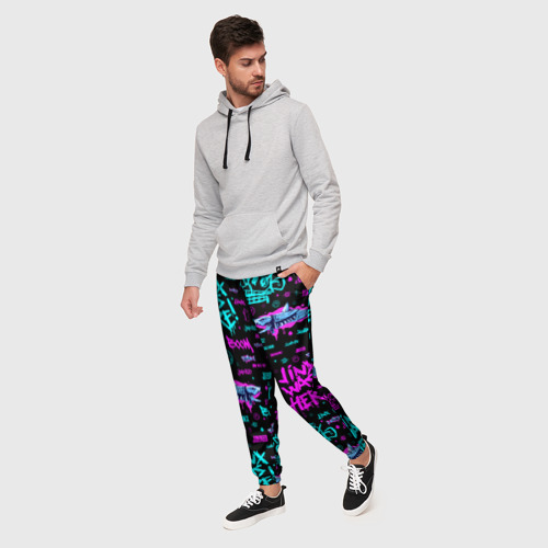 Мужские брюки 3D Jinx Arcane pattern neon, цвет 3D печать - фото 3