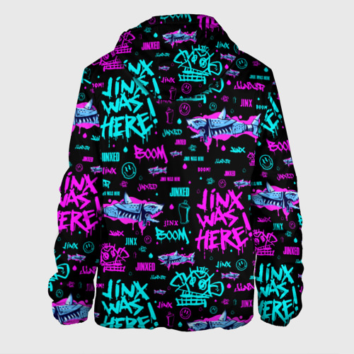 Мужская куртка 3D с принтом Jinx Arcane pattern neon, вид сзади #1