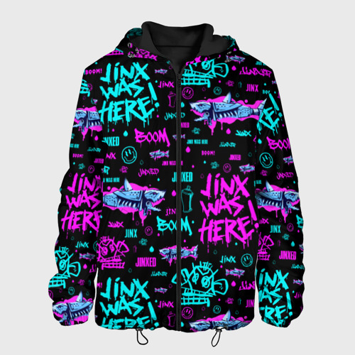 Мужская куртка 3D с принтом Jinx Arcane pattern neon, вид спереди #2