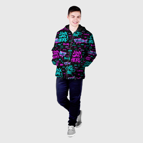 Мужская куртка 3D с принтом Jinx Arcane pattern neon, фото на моделе #1