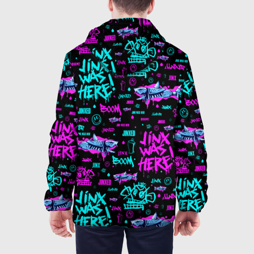 Мужская куртка 3D с принтом Jinx Arcane pattern neon, вид сзади #2