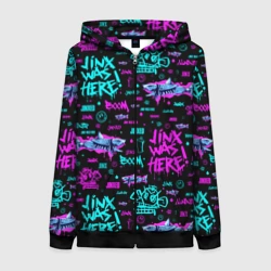 Женская толстовка 3D на молнии Jinx Arcane pattern neon