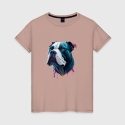 Питбуль дрим арт – Женская футболка хлопок с принтом купить со скидкой в -20%