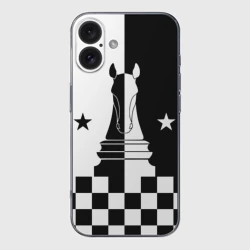 Чехол для iPhone 16 силиконовый с защитой камеры Шахматный конь