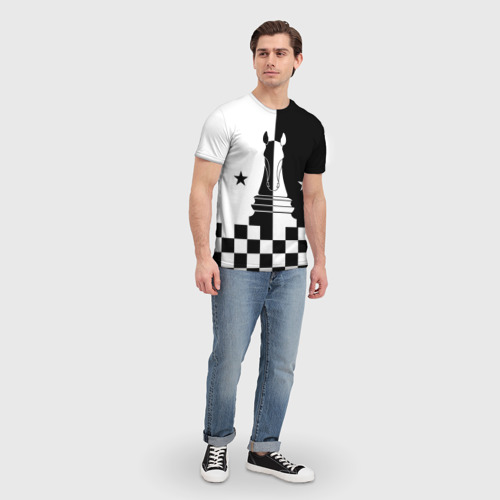 Мужская футболка 3D Шахматный конь, цвет 3D печать - фото 5