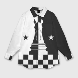 Мужская рубашка oversize 3D Шахматный конь