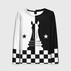 Женский лонгслив 3D Шахматный конь
