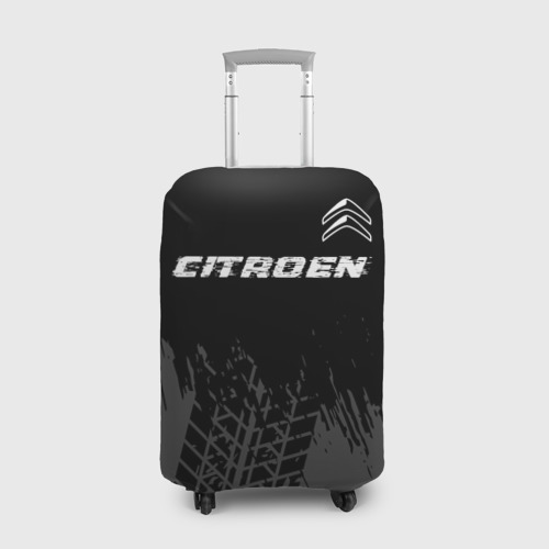 Чехол для чемодана 3D Citroen speed на темном фоне со следами шин посередине, цвет 3D печать