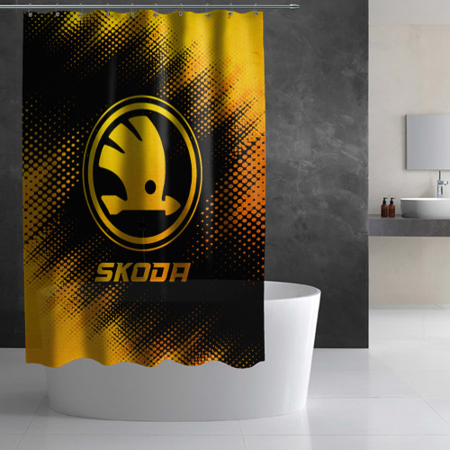 Штора 3D для ванной Skoda - gold gradient - фото 2
