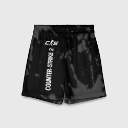 Детские спортивные шорты 3D Counter-Strike 2 glitch на темном фоне по-вертикали