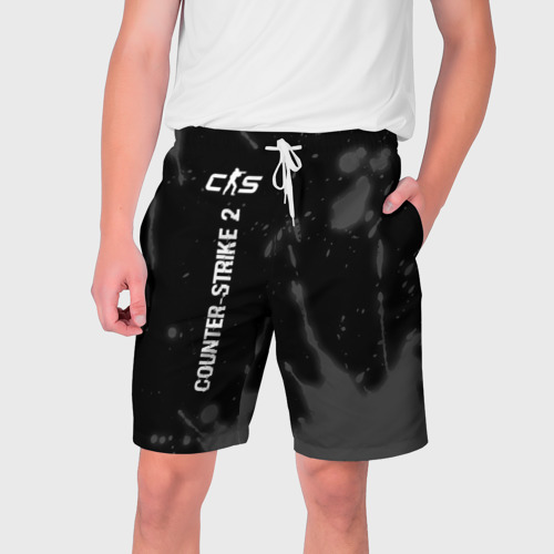Мужские шорты 3D Counter-Strike 2 glitch на темном фоне по-вертикали, цвет 3D печать
