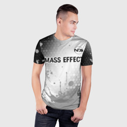 Мужская футболка 3D Slim Mass Effect glitch на светлом фоне посередине - фото 2