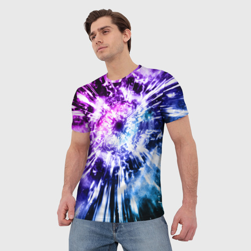 Мужская футболка 3D Неоновый взрыв, цвет 3D печать - фото 3