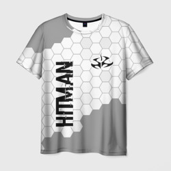 Мужская футболка 3D Hitman glitch на светлом фоне вертикально
