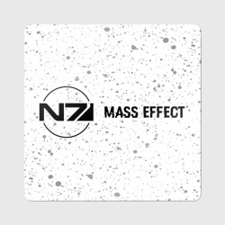 Магнит виниловый Квадрат Mass Effect glitch на светлом фоне по-горизонтали