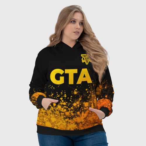 Женская толстовка 3D GTA - gold gradient посередине, цвет 3D печать - фото 6