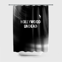 Штора 3D для ванной Hollywood Undead glitch на темном фоне посередине