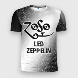 Мужская футболка 3D Slim Led Zeppelin glitch на светлом фоне