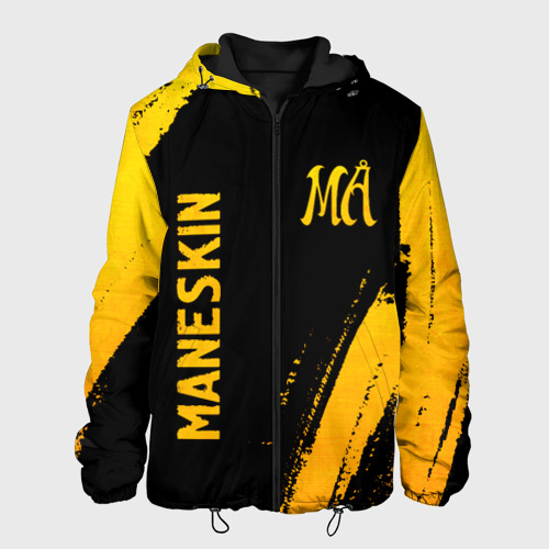 Мужская куртка 3D с принтом Maneskin - gold gradient вертикально, вид спереди #2