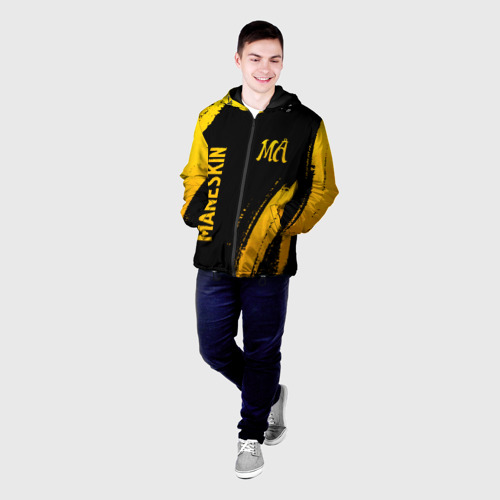 Мужская куртка 3D с принтом Maneskin - gold gradient вертикально, фото на моделе #1