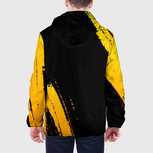 Мужская куртка 3D с принтом Maneskin - gold gradient вертикально, вид сзади #2