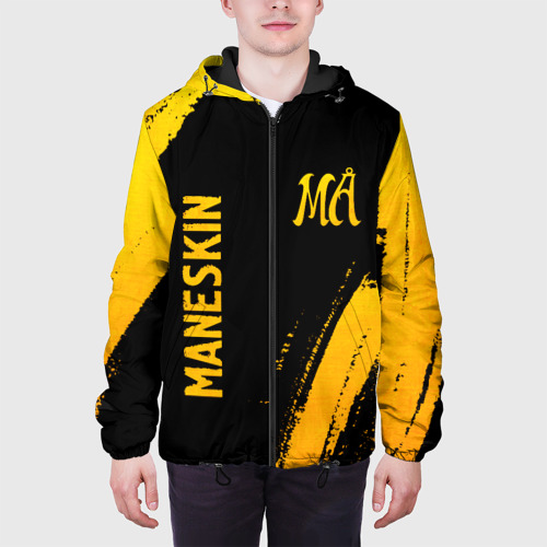Мужская куртка 3D с принтом Maneskin - gold gradient вертикально, вид сбоку #3