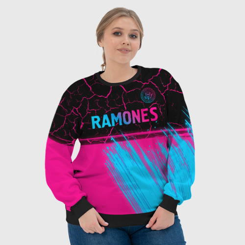 Женский свитшот 3D Ramones - neon gradient посередине, цвет 3D печать - фото 6