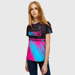 Женская футболка 3D Ramones - neon gradient посередине - фото 2