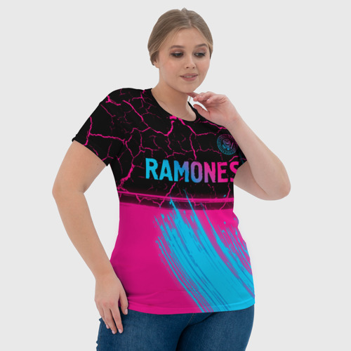 Женская футболка 3D Ramones - neon gradient посередине, цвет 3D печать - фото 6