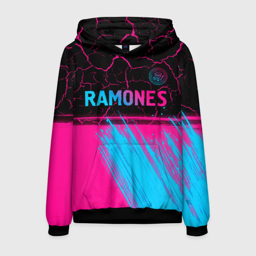 Мужская толстовка 3D Ramones - neon gradient посередине, цвет черный