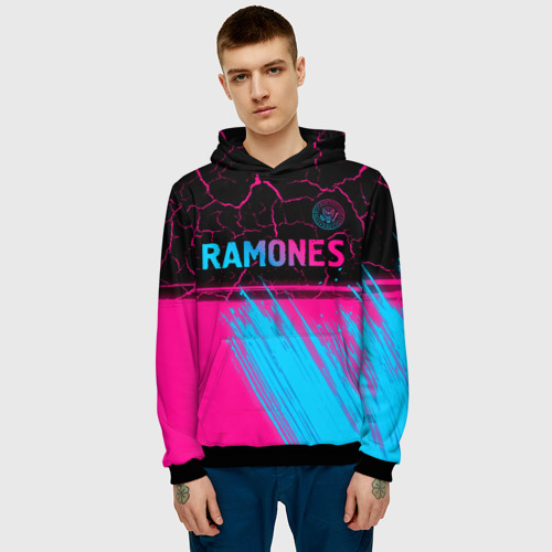 Мужская толстовка 3D Ramones - neon gradient посередине, цвет черный - фото 3