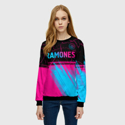 Женский свитшот 3D Ramones - neon gradient посередине - фото 2