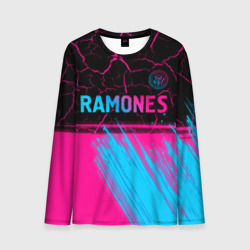 Мужской лонгслив 3D Ramones - neon gradient посередине