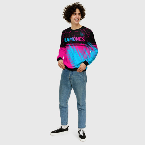 Мужской свитшот 3D Ramones - neon gradient посередине, цвет черный - фото 5