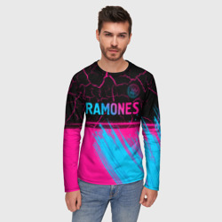 Мужской лонгслив 3D Ramones - neon gradient посередине - фото 2