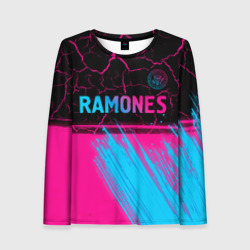 Женский лонгслив 3D Ramones - neon gradient посередине