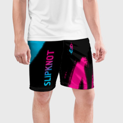 Мужские шорты спортивные Slipknot - neon gradient вертикально - фото 2