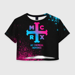 Женская футболка Crop-top 3D My Chemical Romance - neon gradient