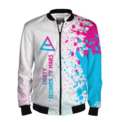 Мужской бомбер 3D Thirty Seconds to Mars neon gradient style: по-вертикали